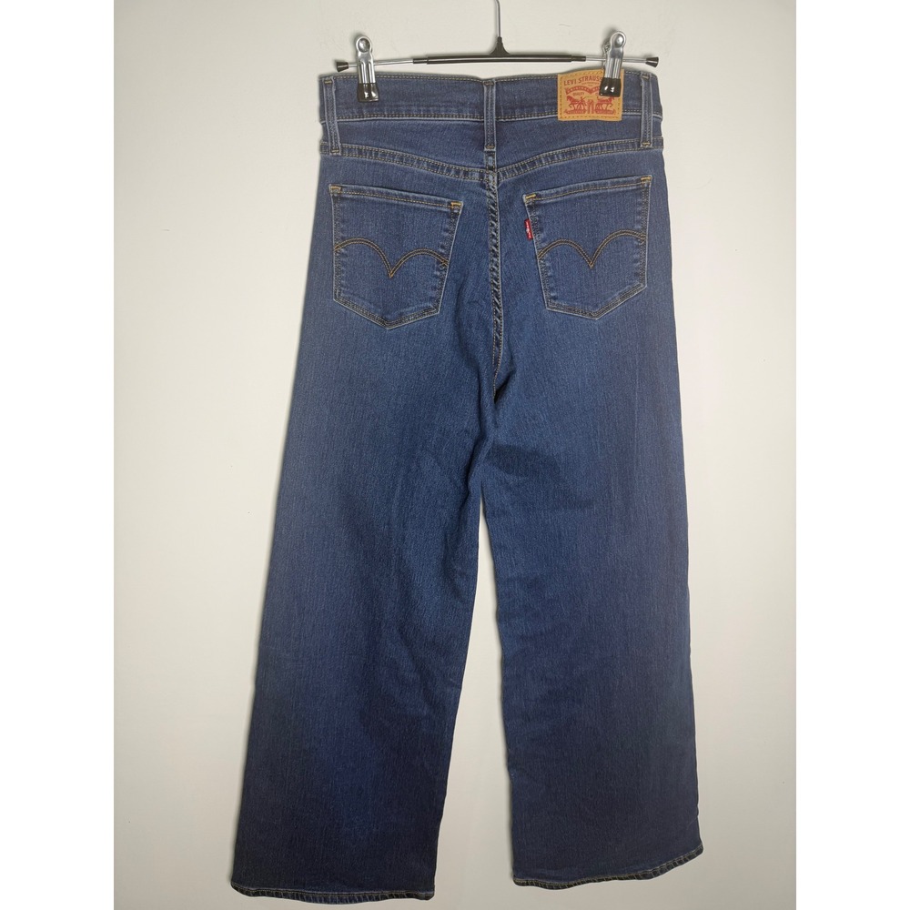 Levis 318 Shaping Wide Leg Jeans Dark Wash Denim W26 L31 Womens High Rise